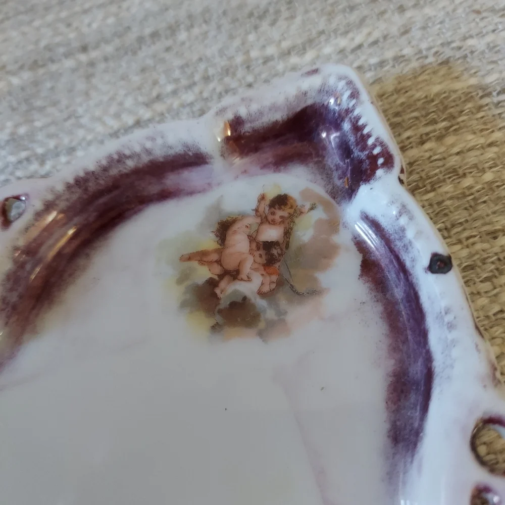 VICTORIA CARLSBAD OF AUSTRIA PORCELAIN PLATTER TRAY CHERUBIM EARLY 20TH CENTURY
